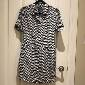 Club Monaco Silk Dress Black and White